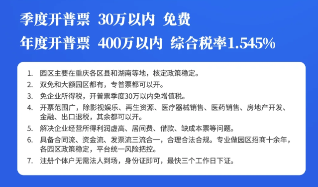 重庆税收核定征收园区