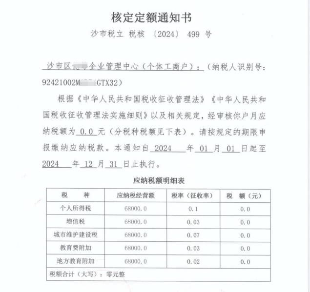 2024年个体户经营所得税核定征收新标准（定额征收和定率征收）